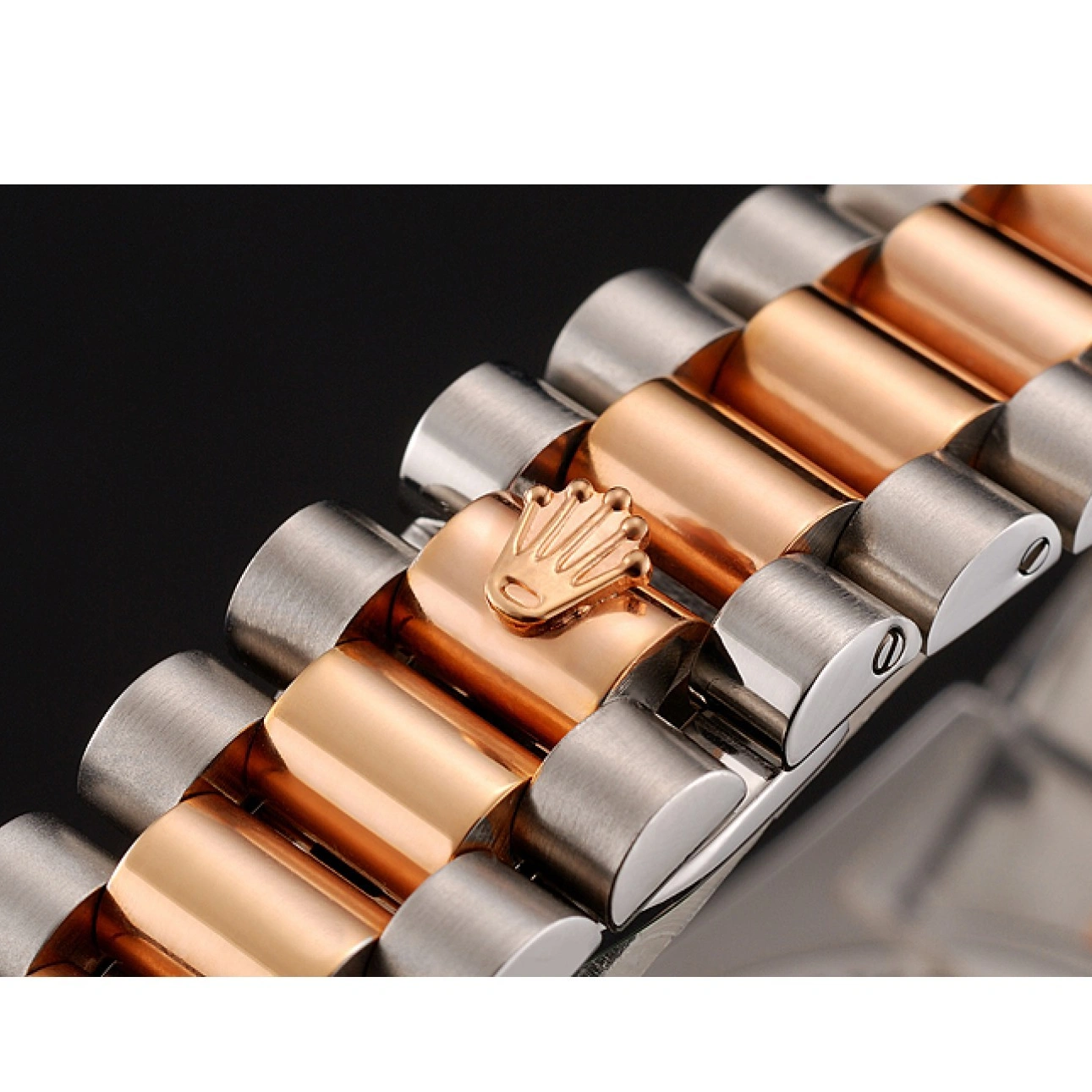 Aaa fake watches Rolex Bracelet Swiss Staineless Dial Rose Black Diamonds Rubies Steel And 1454106 Gold Day-Date And 1029